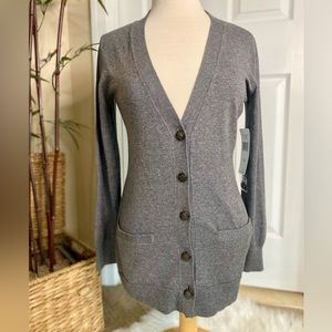 NWT Ralph Lauren Cotton-Cashmere Blend Gray Sweater Cardigan